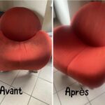 fauteuil chauffeuse pour salon en tissu avant et après